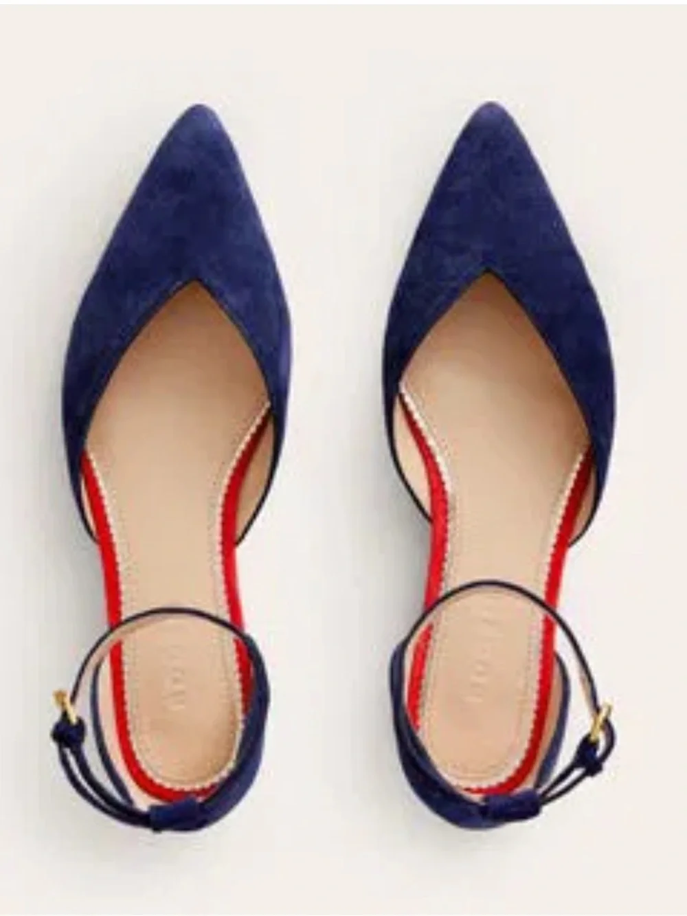 Boden navy blue suede ankle strap pointed toe flats Size 42 = 10.5 - Picture 4 of 14